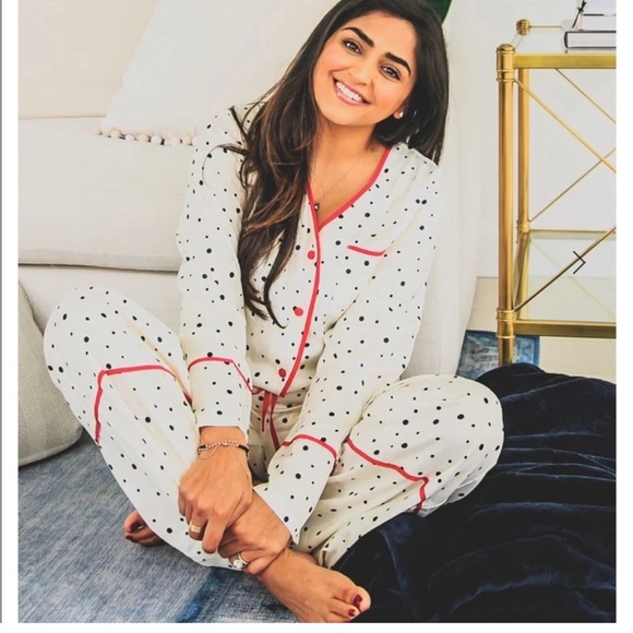 summersalt Other - SUMMERSALT Women’s 1X Cloud 9 Silky PJ Set Polka Dot Pink Trim